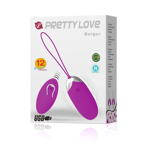Pretty Love - Berger Távirányítható Újratölthető USB-s vibrációs tojás 12 féle vibrációval (Pink)