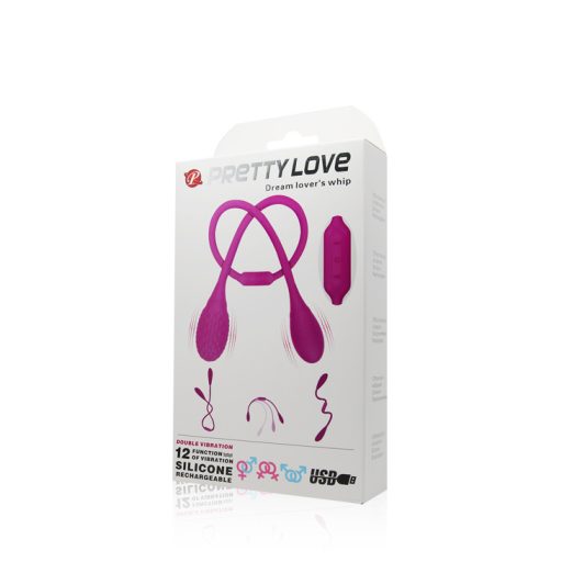 Pretty Love Dream Lover's whip - Újratölthető USB-s Dupla végű vibrációs tojás 12 féle vibrációval (Pink)