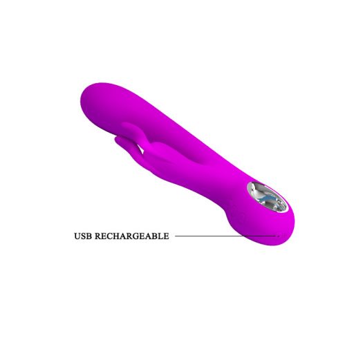 Pretty Love - Hot Rabbit Újratölthető USB-s Csiklókaros memória funkciós szilikon vibrátor 7 féle vibrációval (Pink)