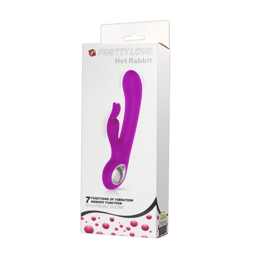 Pretty Love - Hot Rabbit Újratölthető USB-s Csiklókaros memória funkciós szilikon vibrátor 7 féle vibrációval (Pink)
