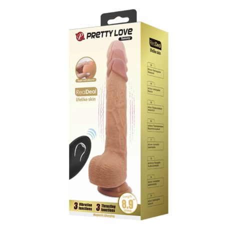 Pretty Love Tommy 8,9" Letapaszható élethű vibrációs dildó - 22,5cm (Bőrszínű)