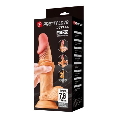 Pretty Love Duvall 7.6 inch - Tapadókorongos élethű állítható puha dildó herékkel - 19,4cm (Bőrszínű)