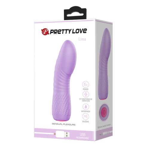 Pretty Love - Lina Újratölthető USB-s Memória funkciós G-pont vibrátor 12 féle vibrációval (Lila)