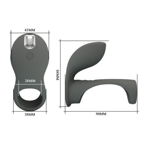 Pretty Love Master Ring IV - Szilikon újratölthető csiklóizgatós vibrációs péniszgyűrű (Fekete)