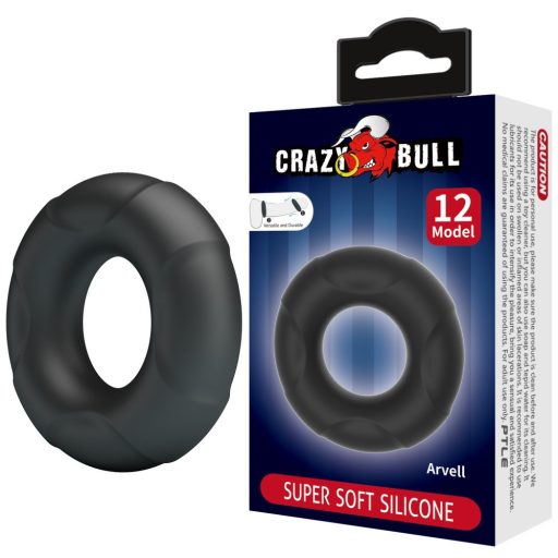 Crazy Bull Arvell - Szuper puha rugalmas szilikon péniszgyűrű (Fekete)
