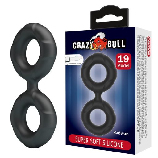 CRAZY BULL - Szuper puha dupla szilikon péniszgyűrű Fekete