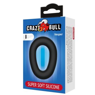   Crazy Bull Vesper - Szuper puha rugalmas szilikon péniszgyűrű ívelt formával (Fekete)
