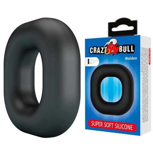 Crazy Bull Walden - Szuper puha rugalmas szilikon péniszgyűrű négyzet alakú formával (Fekete)
