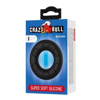   Crazy Bull Bertram - Szuper puha rugalmas szilikon péniszgyűrű (Fekete)
