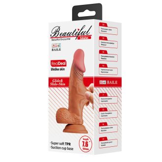 Beautiful Zebulon 7.6 inch - Letapasztható - herés - vízálló élethű dildó - 19,4 cm Barna