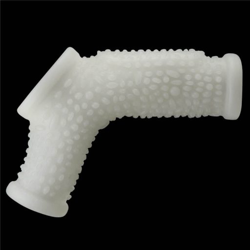 Vibrating Drip Knights Ring with Scrotum Sleeve - vibrációs péniszgyűrű (fehér)