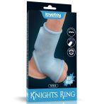   Lovetoy Silk Knights - Vibrációs bordázott péniszmandzsetta hererögzítővel (Kék)