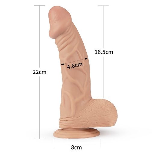 Lovetoy Real Extreme - tapadókorongos dildó - 23cm (natúr)