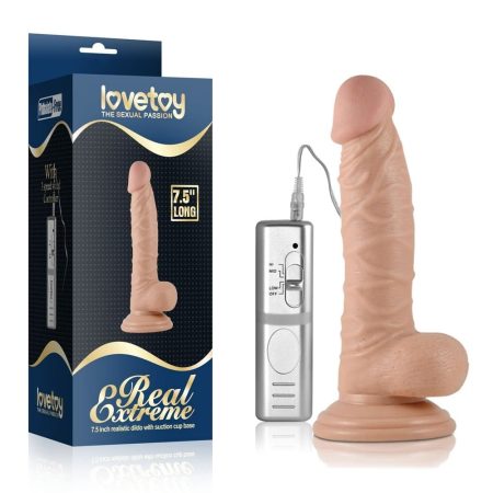 Lovetoy 7.5" Real Extreme - Letapasztható vibrációs élethű dildó vezetékes távirányítóval