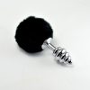 Spiral Pompon Metal Plug Black - Spirálos fém análdugó nyuszifarokkal (Fekete)