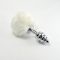 Spiral Pompon Metal Plug - Spirálos fém análdugó nyuszifarokkal (Fehér)