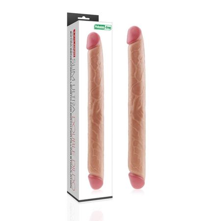 Realistic Slim Ultra Double Dildo - Kétvégű élethű erezett dildó - 44,5cm (Bőrszínű)