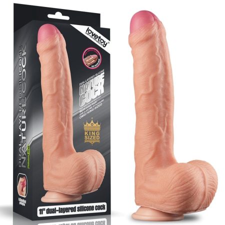 Lovetoy Nature Cock - kétrétegű élethű dildó - 28cm (natúr)