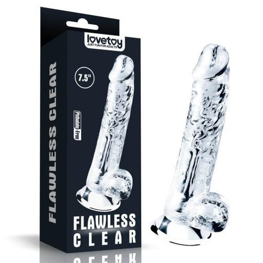 Lovetoy Flawless Clear - tapadókorongos dildó - 19cm (átlátszó)
