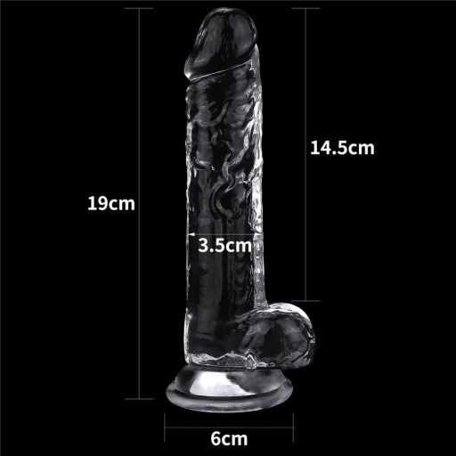 Lovetoy Flawless Clear - tapadókorongos dildó - 19cm (átlátszó)