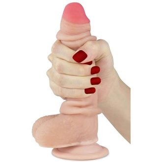 Lovetoy Sliding-Skin - kétrétegű dildó - 18cm (natúr)