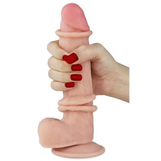 Lovetoy Sliding-Skin - kétrétegű dildó - 21cm (natúr)
