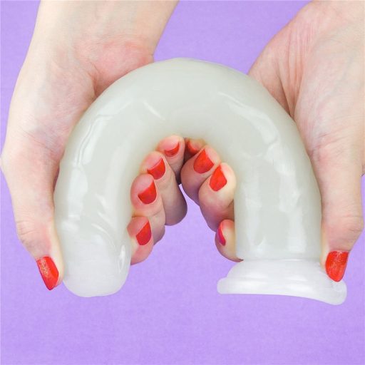 Lovetoy 8 inch Lumino Play Dildo - Letapasztható vízálló sötétben világító élethű dildó - 21 cm (Áttetsző)