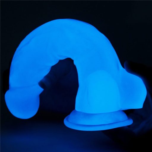 Lovetoy 8,5 inch Lumino Play Dildo - Letapasztható vízálló sötétben világító élethű dildó herékkel - 21,5 cm (Áttetsző)