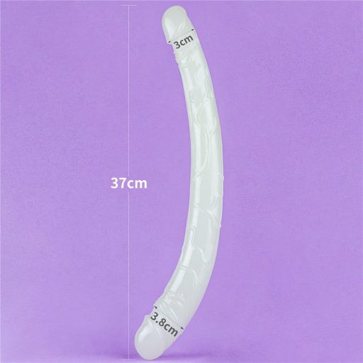 Lovetoy Lumino Play Double Dildo 14.5 inch - Vízálló kétvégű élethű dildó - 37 cm (Áttetsző)