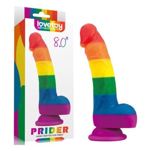 Lovetoy Prider - élethű szilikon dildó - 19cm (szivárvány)