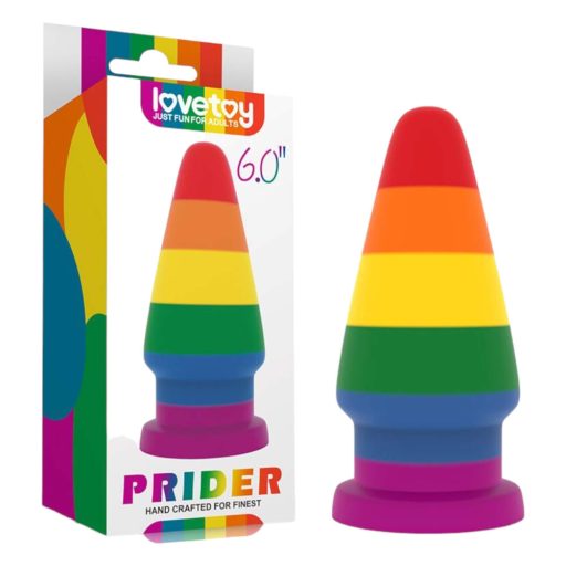 Lovetoy Prider - anál tágító plug - 15cm (szivárvány)