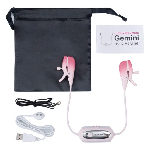 LOVENSE Gemini - okos, vibrációs mellbimbó csipesz (pink)