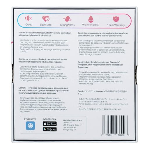 LOVENSE Gemini - okos, vibrációs mellbimbó csipesz (pink)