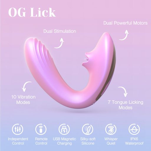 Tracy's Dog OG Lick - G-pont vibrátor és csiklóizgató távirányítóval (pink)