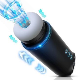   Leopard - fel-le mozgó, szívó-vibráló maszturbátor (fekete)