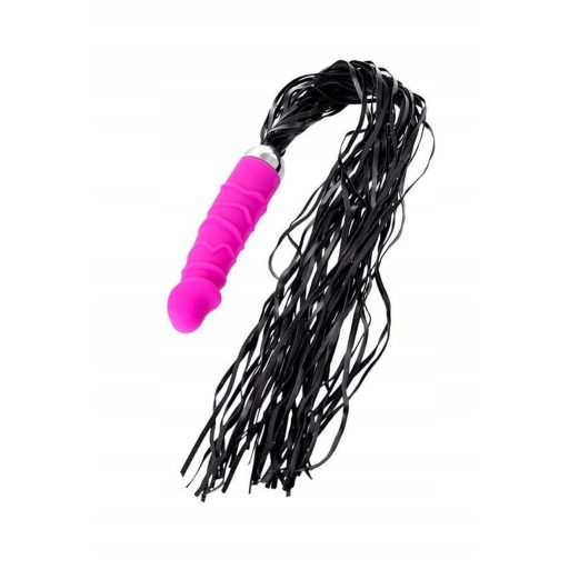 TOYFA Black&Red - Rózsaszín vibrátor 6 féle vibrációs móddal - korbács farokkal - 16cm x 3,5cm