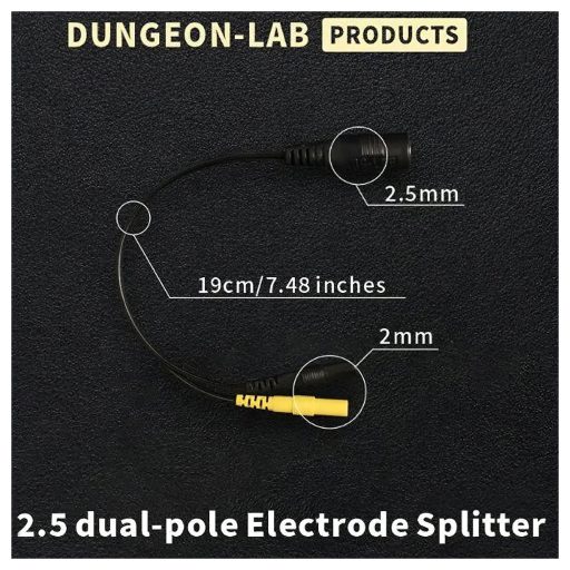 DG-LAB - elektróda elosztó 2,5 mm-es aljzatról 2 mm-esre (fekete)