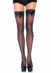 Leg Avenue Sheer Thigh Highs Lace Top black O/S - Fekete masnis combfix Leg Avenue Sheer Thigh Highs Lace Top black O/S - Fekete masnis combfix