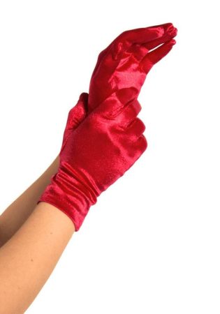 Leg Avenue Wrist Length Satin Gloves - Hosszú szatén kesztyű (Piros)