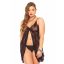 Leg Avenue Rose Lace Babydoll Black Plus Size  - Fekete csipkés babydoll szett