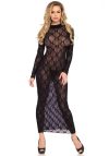 Leg Avenue Long sleeved long dress, black, O/S - Szexi ruha (fekete) Leg Avenue Long sleeved long dress, black, O/S - Szexi ruha (fekete)