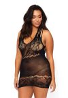 Leg Avenue - Floral lace opaque mini dress, black, PLUS SI - Virágmintás mini neccruha Leg Avenue - Floral lace opaque mini dress, black, PLUS SI - Virágmintás mini neccruha