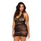 Leg Avenue - Floral lace opaque mini dress, black, PLUS SI - Virágmintás mini neccruha