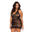 Leg Avenue - Floral lace opaque mini dress, black, PLUS SI - Virágmintás mini neccruha