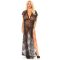 Leg Avenue Eyelash csipkeköpeny G-string tangával - fekete - M/L