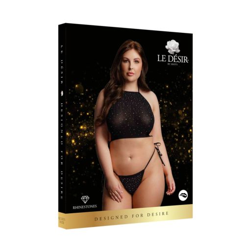 Le Désir Plus Size - strasszos party szett - fekete (XL-3XL)