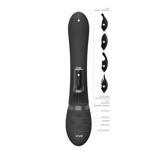 Vive Chou - 4in1 csiklókaros vibrátor (fekete)