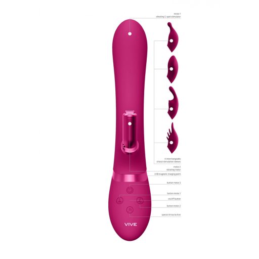 Vive Chou - akkus, cserélhető fejes csiklókaros vibrátor (pink)