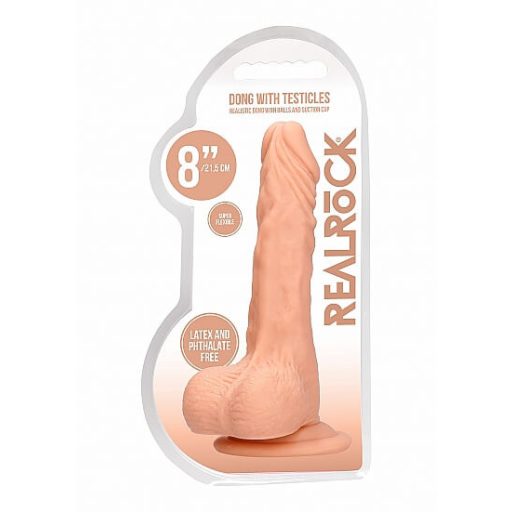 RealRock Dong 8 - élethű, herés dildó (20cm) - natúr