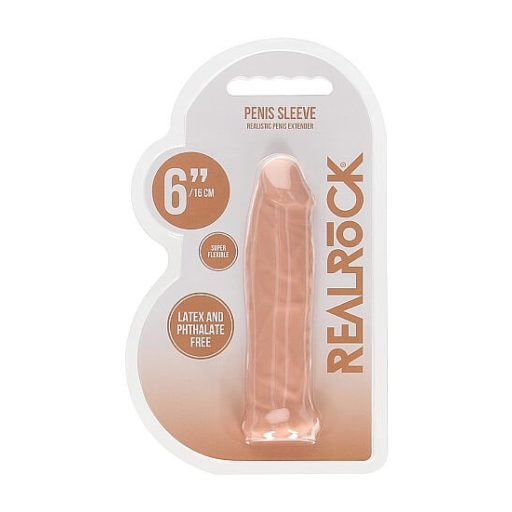 RealRock Penis Sleeve 6 - péniszköpeny (17cm) - natúr